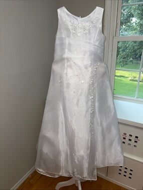 Huncho Girls White Flower Girl Communion Dress Size 10 NWOT